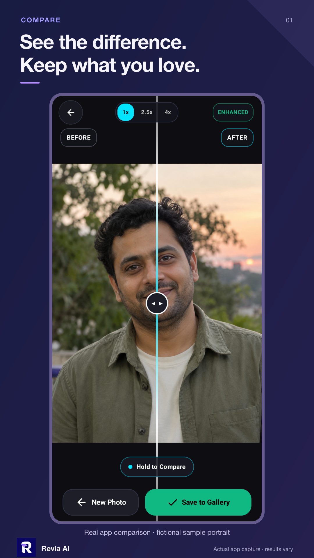 Revia AI Split Screen Slider