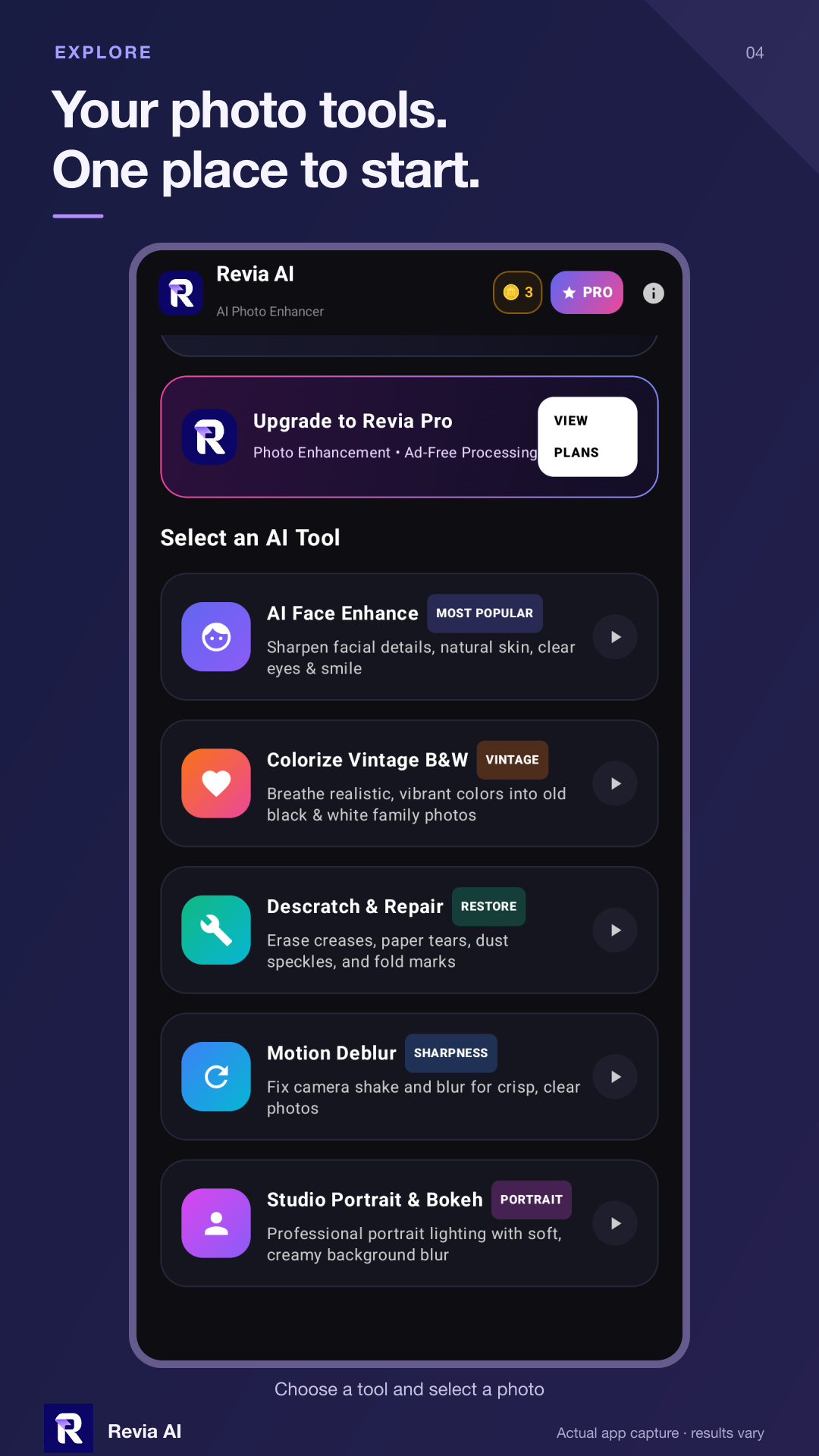 Revia AI Home Screen