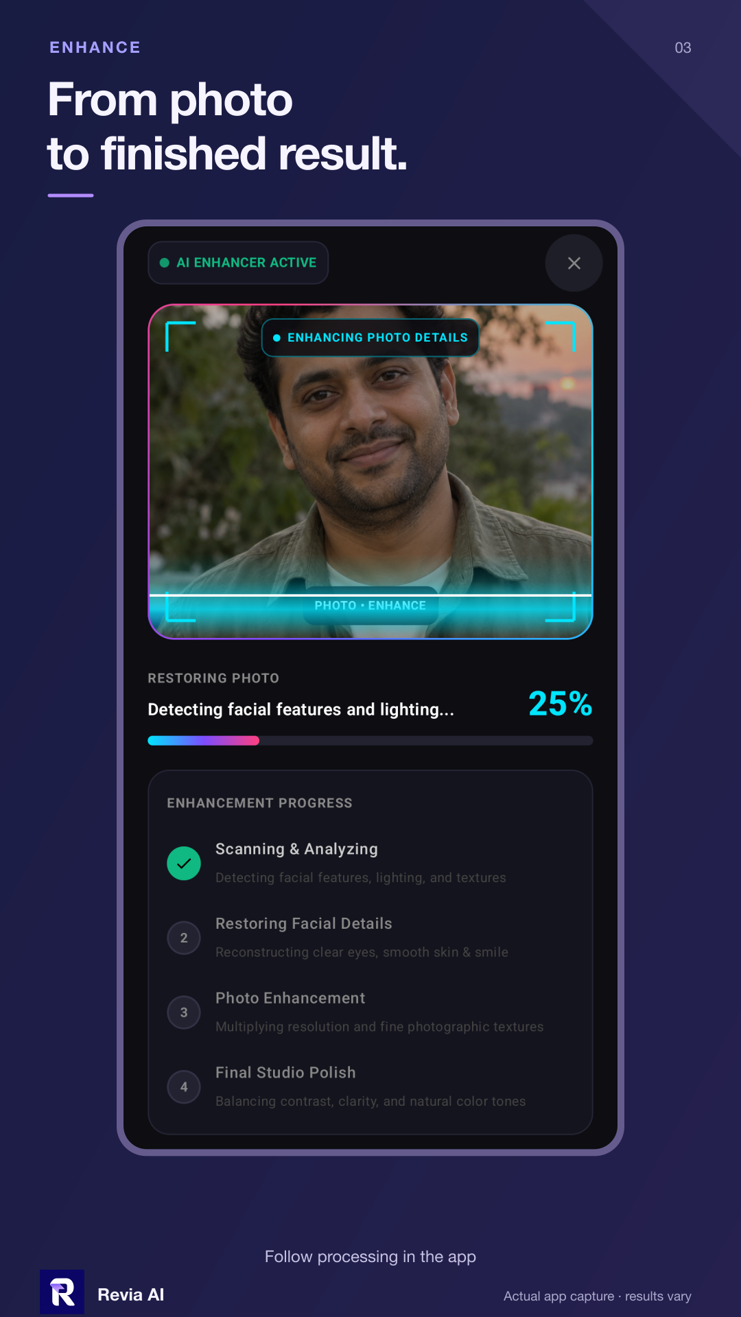 Revia AI Processing Screen